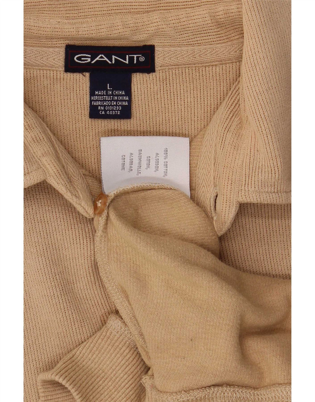 Gant Herre Polo Neck Jumper Sweater Stor Beige Bomuld