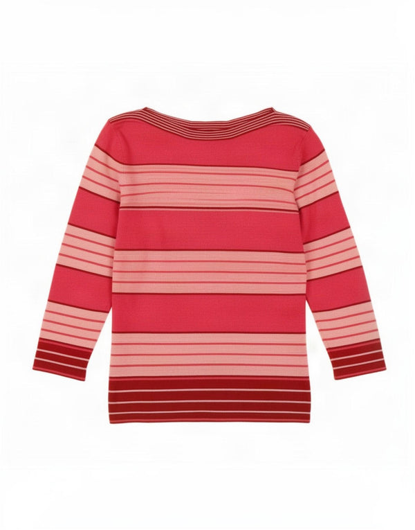 Marks & Spencer Dame Crop Top 3/4 ærmer UK 10 Small Pink Stribet Viscose