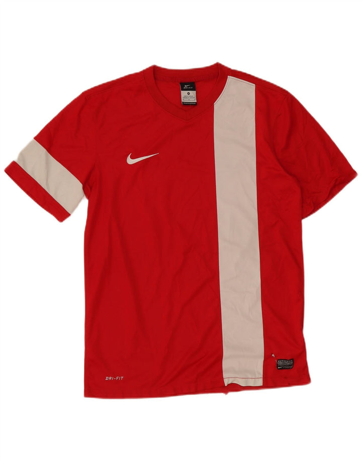 Nike Herre Dri Fit grafisk T-shirt Top Medium Rød Colourblock Polyester