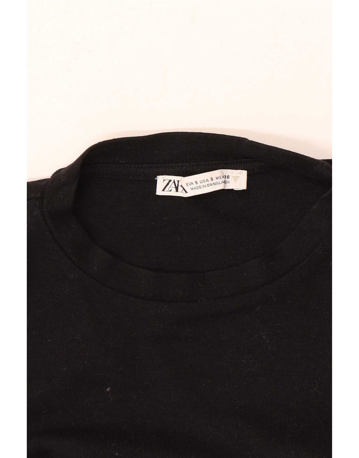 Zara Dame Crop Top Langærmet UK 8 Lille Sort