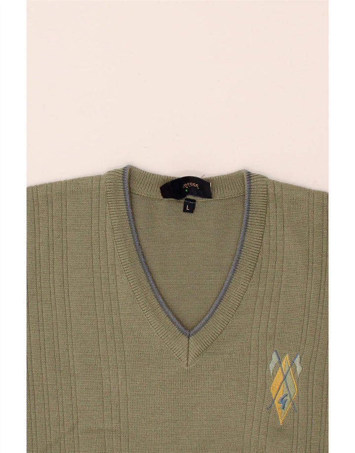 GABICCI Herre V-hals sweater Stor Khaki Uld
