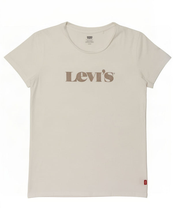 Levi's Dame Grafisk T-Shirt Top UK 10 Small White