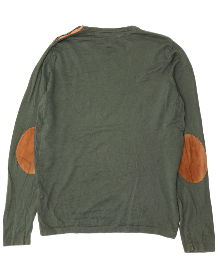 Zara Herre Top Langærmet Stor Grøn Colourblock Bomuld
