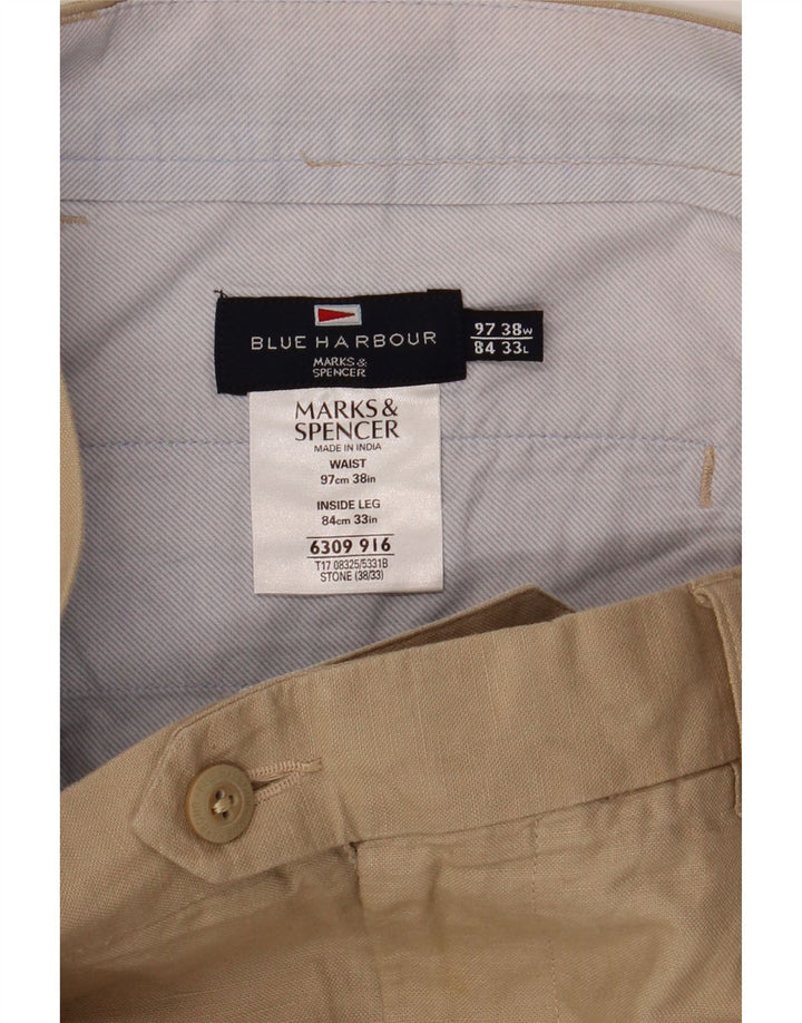 Marks & Spencer Herre Blue Harbor Straight Suit Bukser W38 L33 Beige
