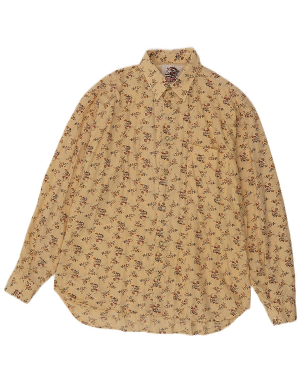 Vintage herreskjorte medium gul blomstret bomuld