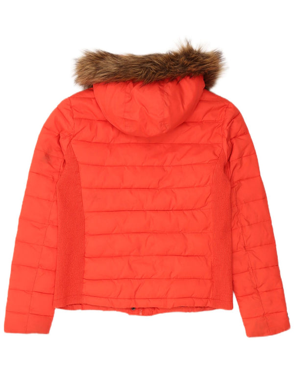 Superdry polstret hættejakke til kvinder UK 18 XL rød nylon