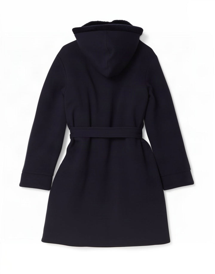 Lands End Dame Oversized hætte Sherpa Overfrakke UK 10 Small Navy Blue