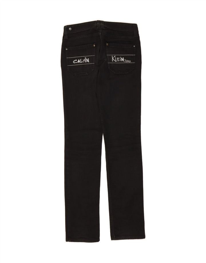 CALVIN KLEIN Womens Graphic Straight Jeans W26 L33 Black Cotton Vintage Calvin Klein and Second-Hand Calvin Klein from Messina Hembry 