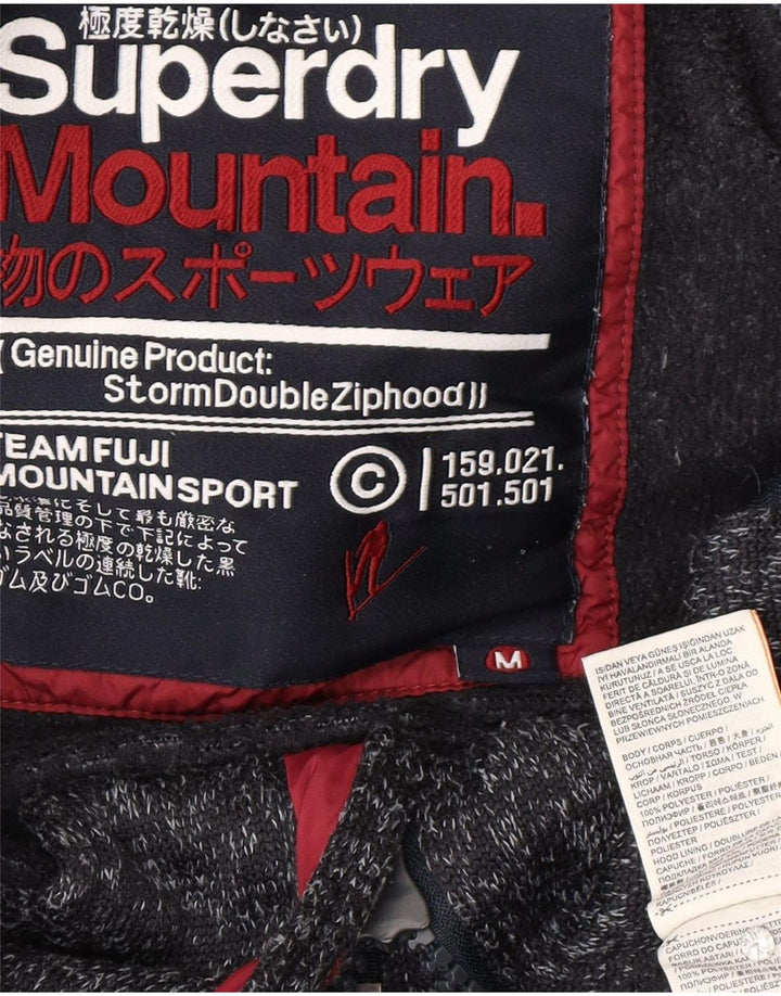 Superdry Hættetrøje med lynlås til mænd UK 14 Medium Navy Blue Flecked Polyester