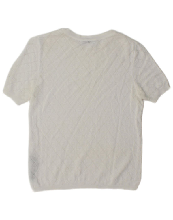 Zara Dame Kortærmet Boat Neck Jumper Sweater UK 10 Small White