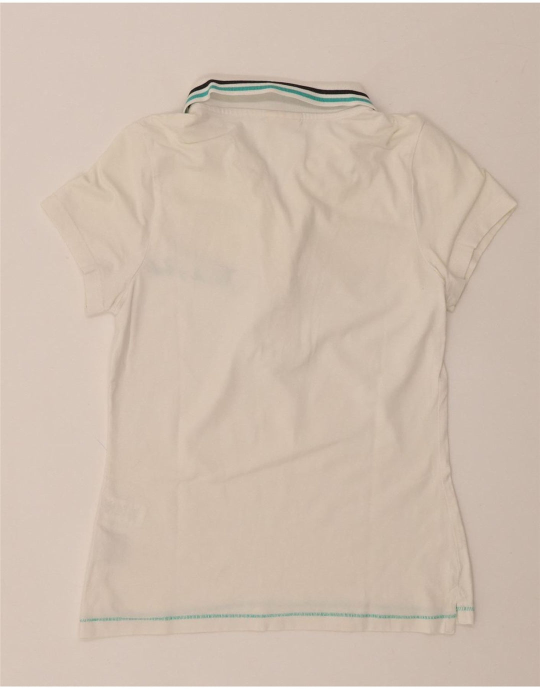 TÆNK PINK Grafisk poloshirt til kvinder UK 8 Lille hvid bomuld