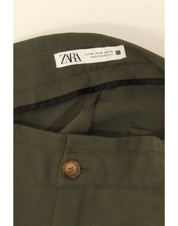 Zara Dame Højtaljede Cargo Bukser EU 38 Small W28 L26 Grøn