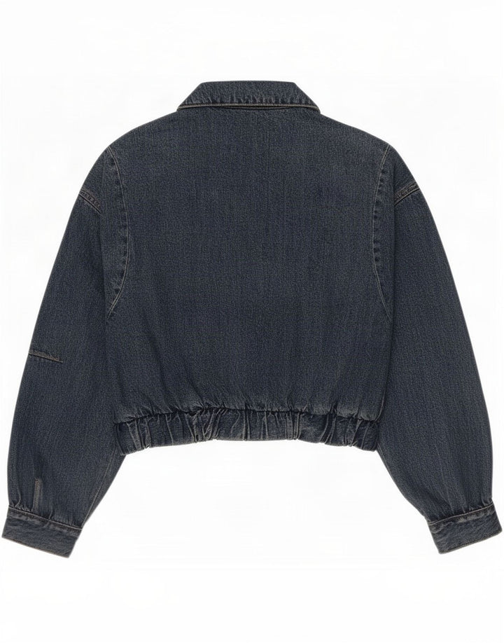 Zara Womens Crop Oversized denimjakke UK 14 Medium Blue Cotton