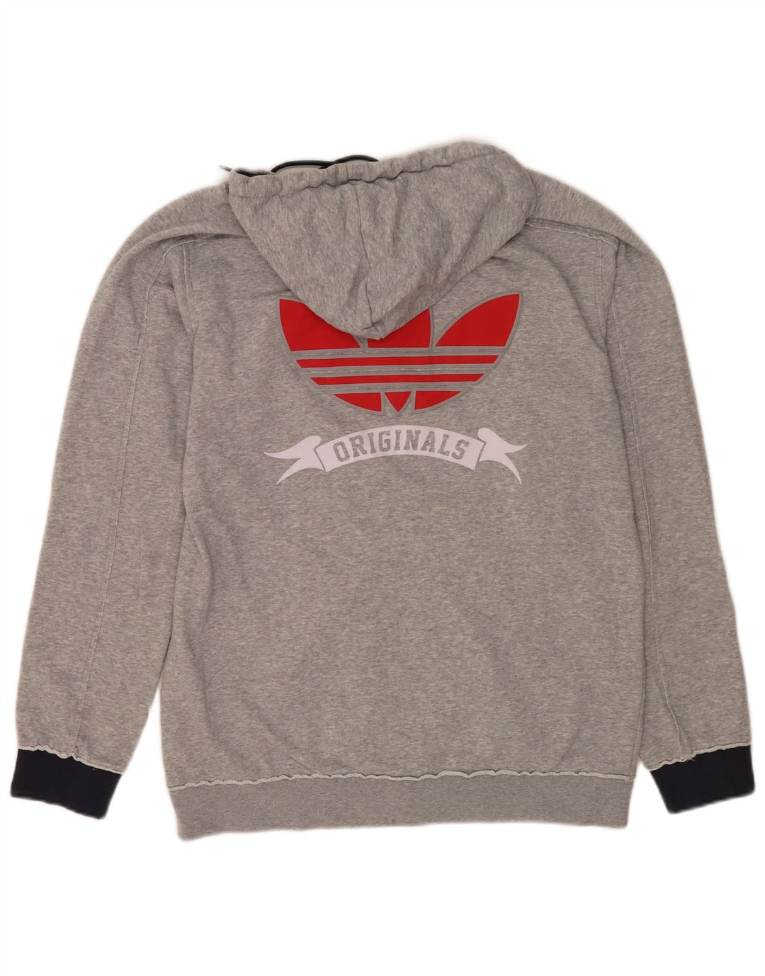 Adidas Herre grafisk hættetrøje med lynlås, mellemgrå flækket bomuld