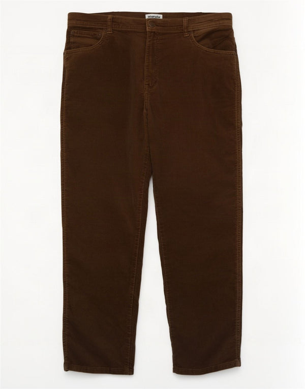 Wrangler Mens Texas Slim Corduroy Trousers W36 L30 Brown Cotton