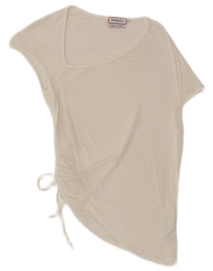 Max & Co. Dame asymmetrisk bluse Top UK 14 Stor hvid viskose