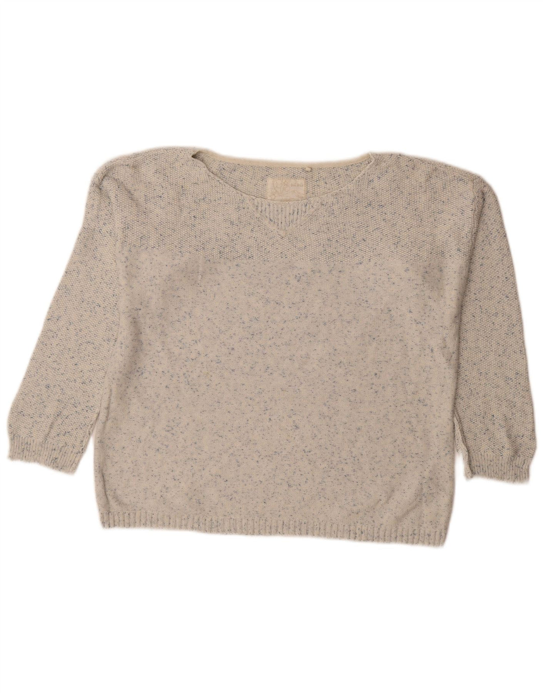 FAT FACE Dame Boat Neck Jumper Sweater UK 12 Medium White Flecked