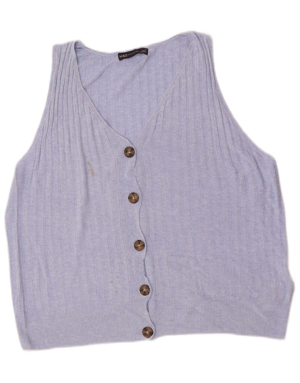 Marks & Spencer Dame ærmeløs cardigan sweater UK 16 Large Purple
