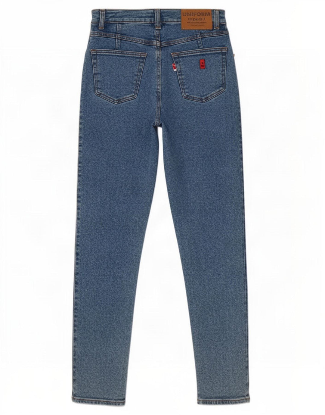 Uniform kvinders højtaljede koniske jeans W26 L29 Blå