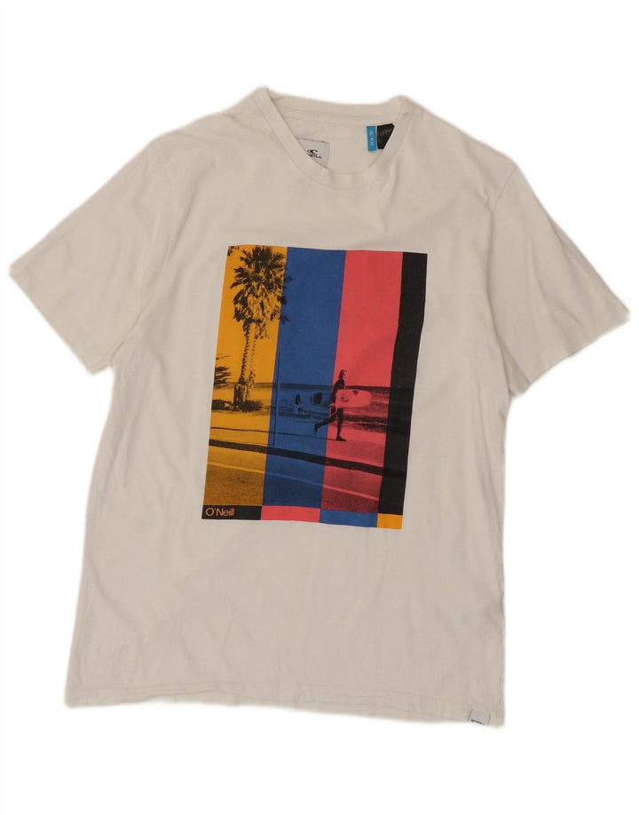 O'Neill Herre Regular Fit grafisk T-shirt Top Stor hvid bomuld