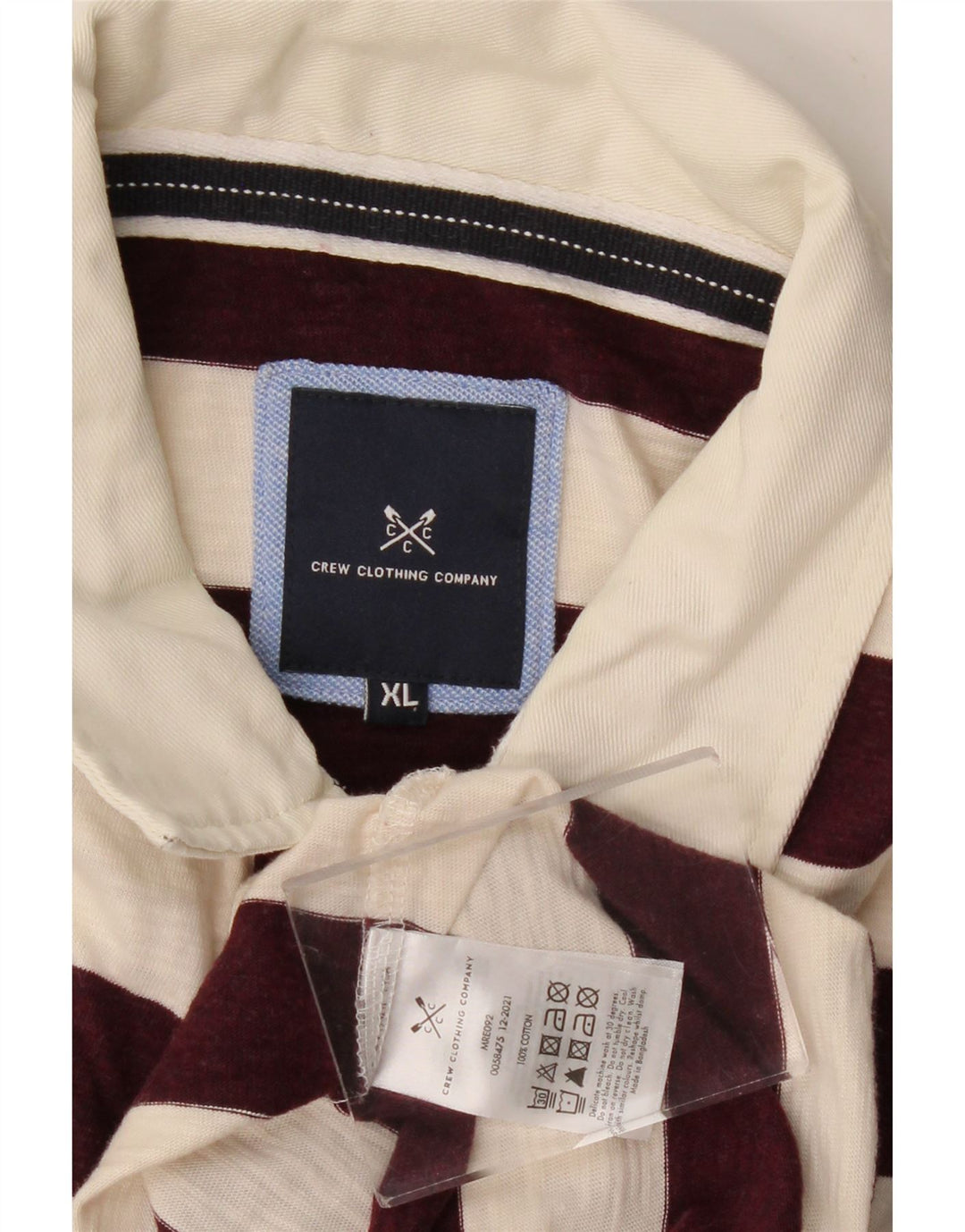 CREW TØJ Herre poloshirt XL Bourgogne stribet bomuld
