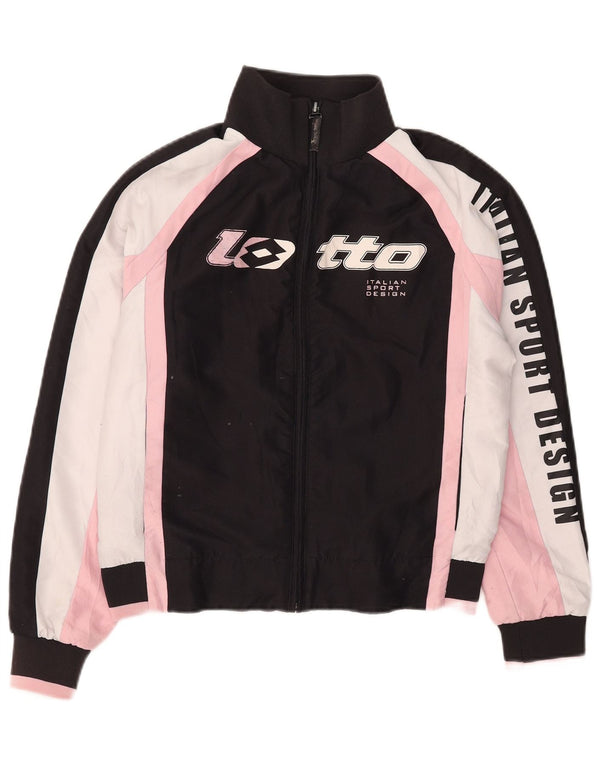 Lotto Dame grafisk træningsdragt Top Jacket UK 10 Small Black Colourblock