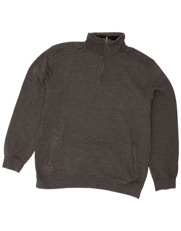 Champion Herre Zip Neck Sweatshirt Jumper 3XL Grå Bomuld