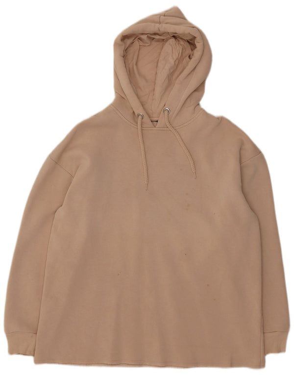Topshop Dame Oversized Hoodie Jumper UK 8 Small Beige Bomuld