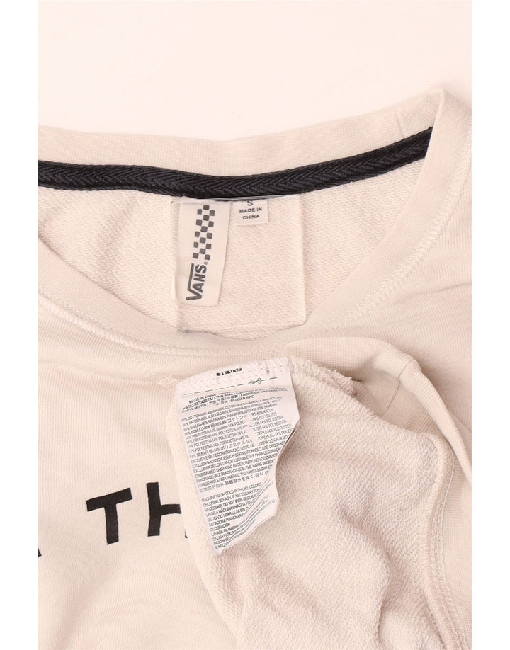 Vans Dame Grafisk Sweatshirt Jumper UK 10 Small White Bomuld