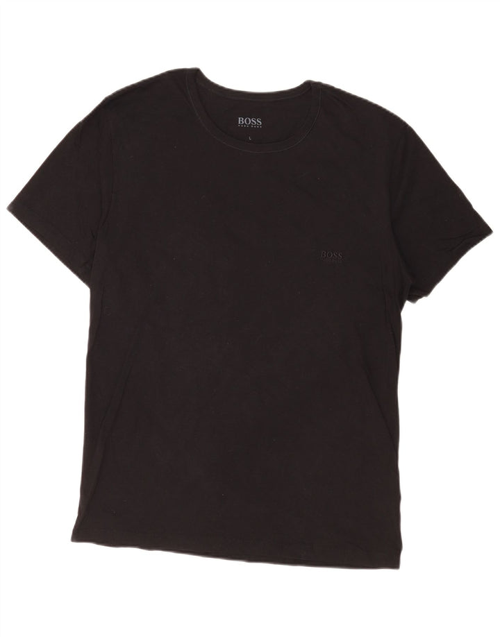 Hugo Boss Herre T-Shirt Top Stor Sort Bomuld