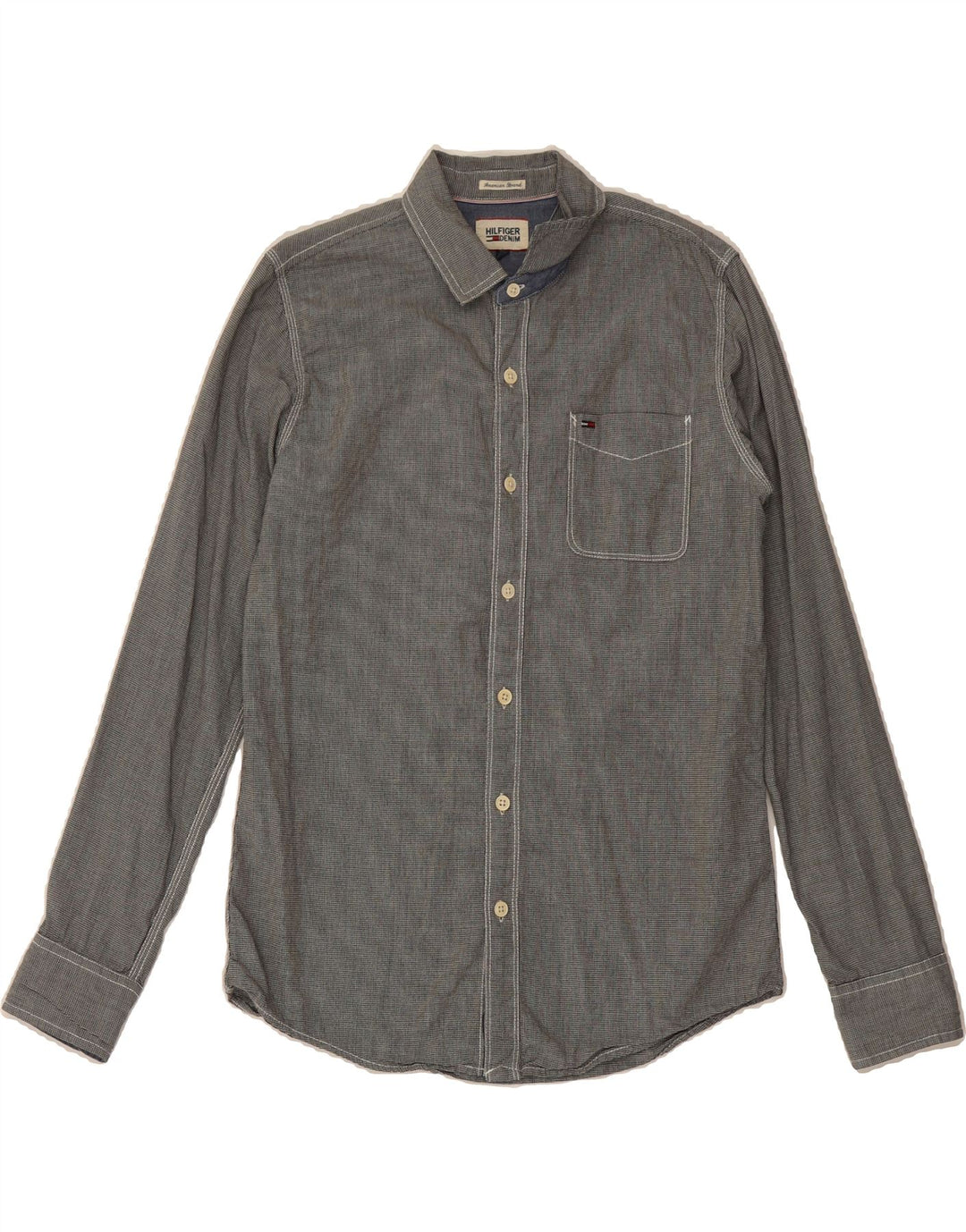 TOMMY HILFIGER Mens Shirt Medium Grey Houndstooth Cotton Vintage Tommy Hilfiger and Second-Hand Tommy Hilfiger from Messina Hembry 