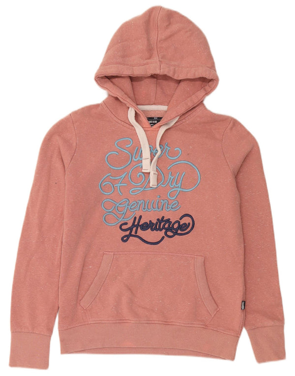 Superdry grafisk hættetrøje til kvinder UK 12 Medium Pink Flecked Bomuld