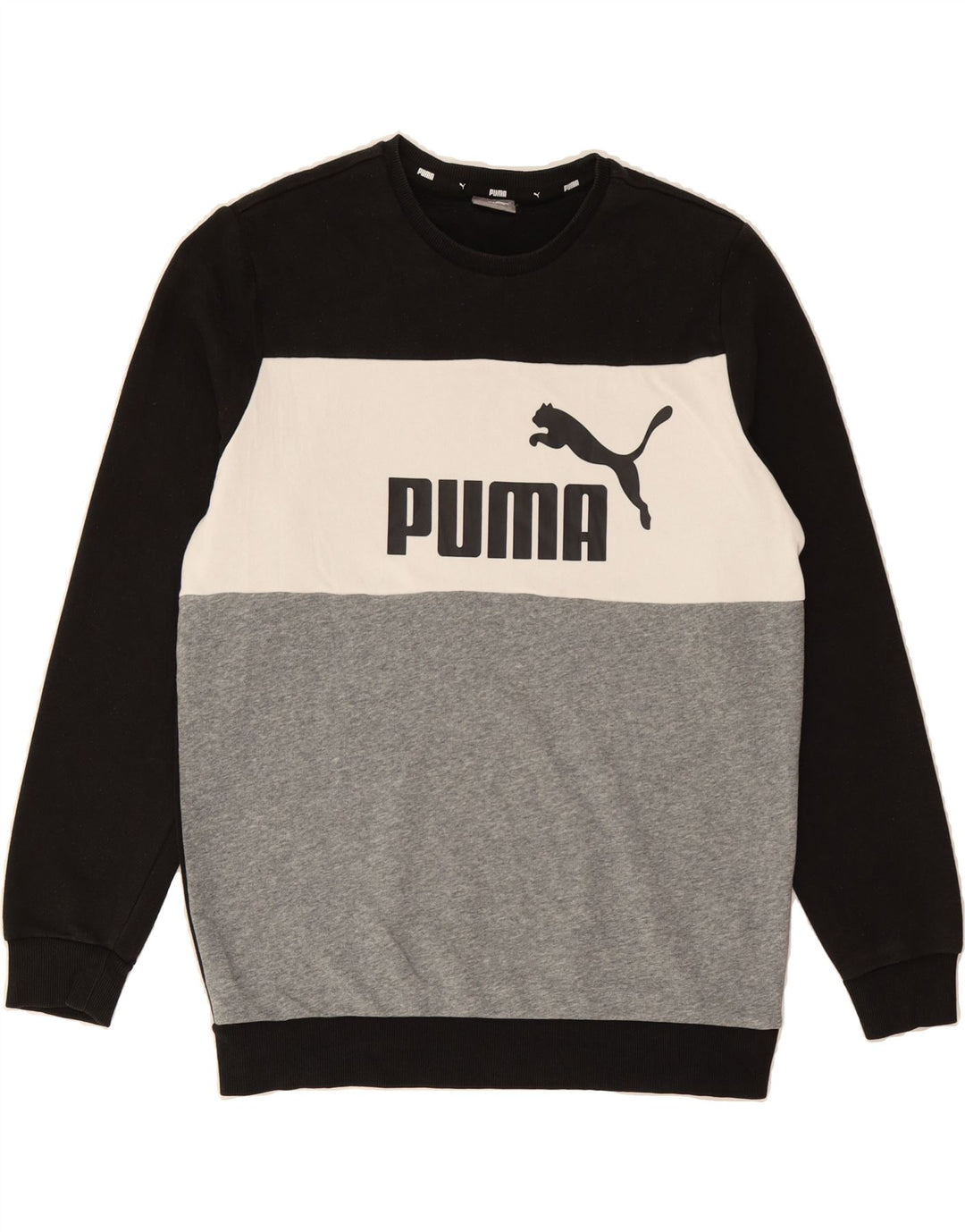 PUMA Mens Graphic Sweatshirt Jumper Medium Multicoloured Colourblock Vintage Puma and Second-Hand Puma from Messina Hembry 