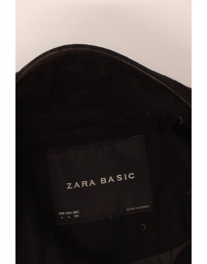 ZARA Womens Overcoat UK 16 Large Black Wool Vintage Zara and Second-Hand Zara from Messina Hembry 