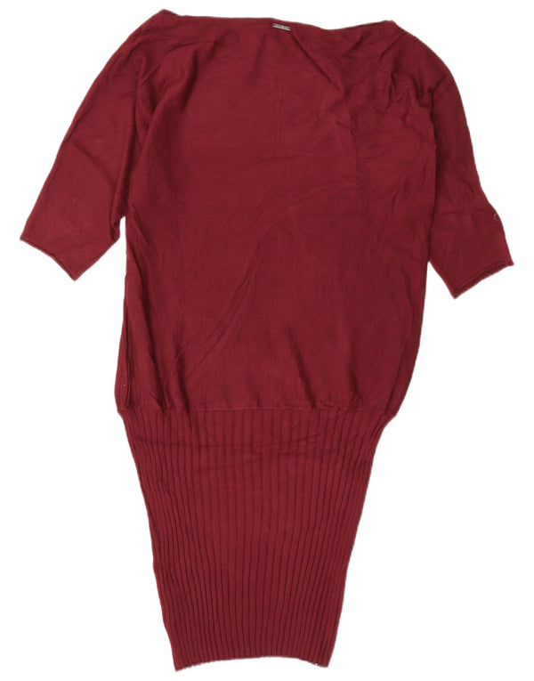 Liu Jo Dame 3/4 ærmet Oversized Drop Waist Dress UK 6 XS Burgundy