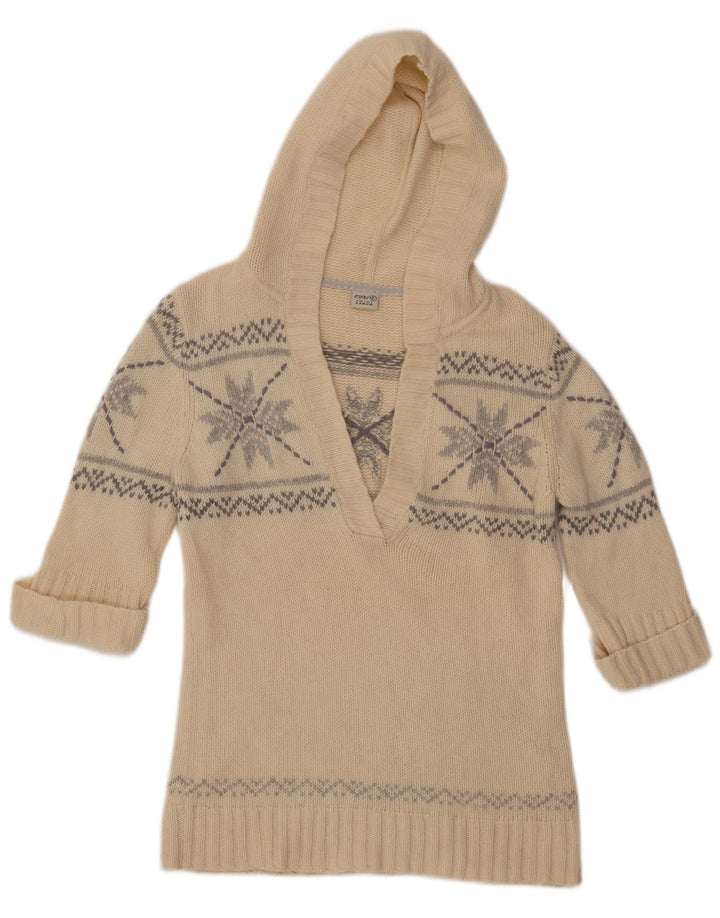 ESPRIT Dame Hættetrøje UK 18 XL Beige Fair Isle Wool