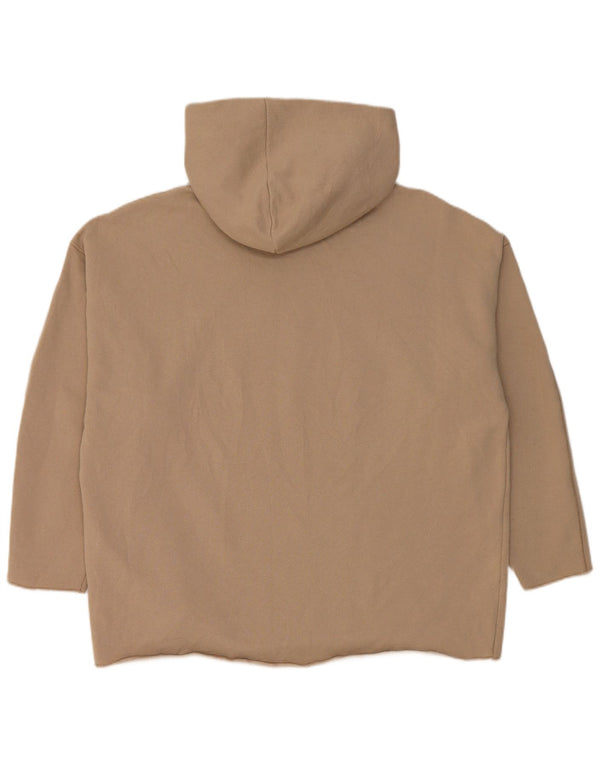 Zara Dame Oversized Hoodie Jumper UK 10 Small Beige Bomuld