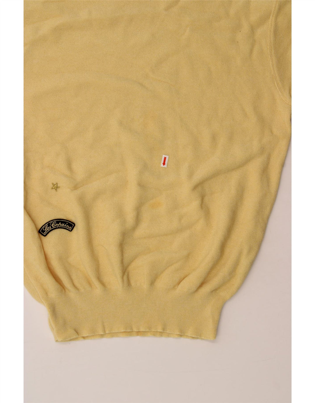 LES COPAINS Mens Crew Neck Jumper Sweater IT 50 Medium Yellow Vintage Les Copains and Second-Hand Les Copains from Messina Hembry 