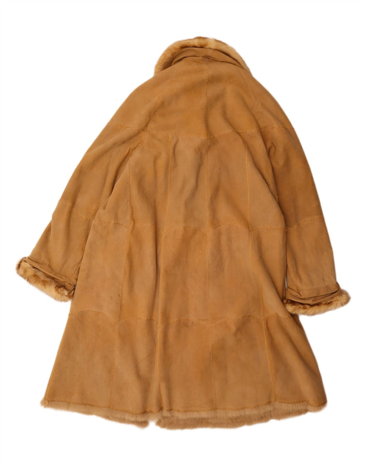 Vintage Dame Oversized Shearling Coat UK 14 Large Beige Læder