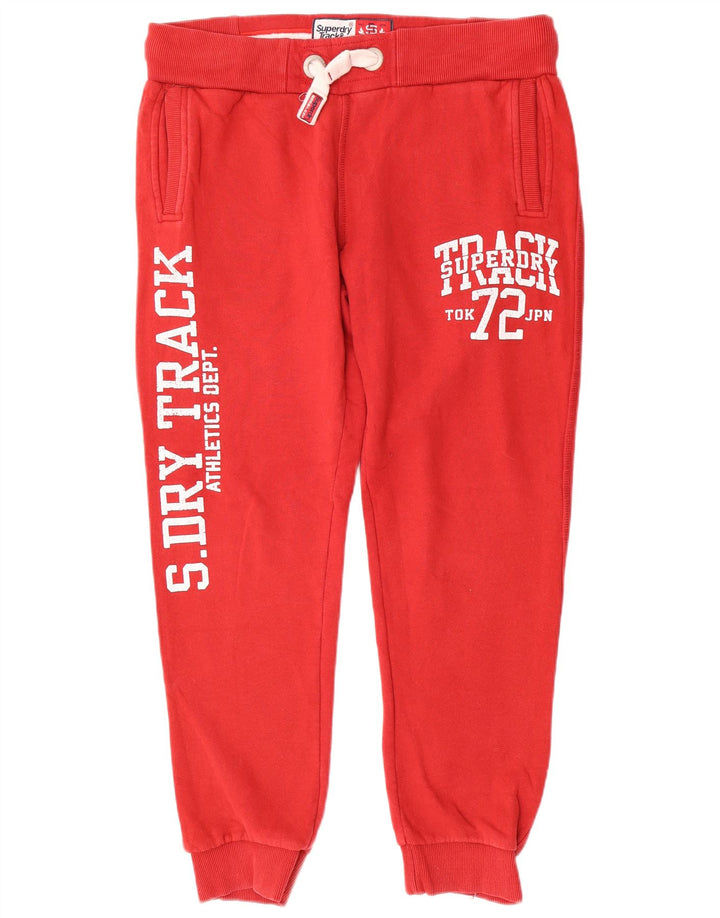 SUPERDRY Herre Track & Field Grafisk træningsdragt Bukser Joggers Large Red