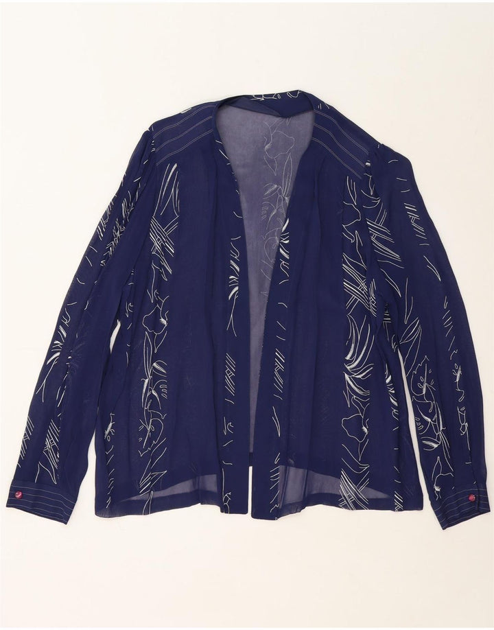 VINTAGE Womens Abstract Pattern Cardigan Top UK 18 XL Navy Blue Vintage Vintage and Second-Hand Vintage from Messina Hembry 