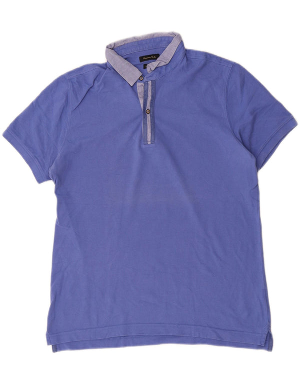 Massimo Dutti Herre Casual Fit Polo Shirt XL Blå Bomuld