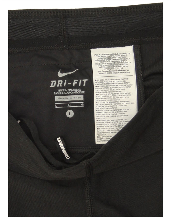 NIKE Womens Dri Fit Leggings UK 14 Large Black Polyester