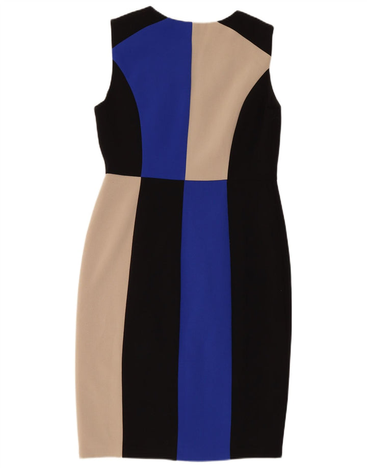 FASE otte Kvinders ærmeløs skedekjole UK 14 Medium Black Colourblock