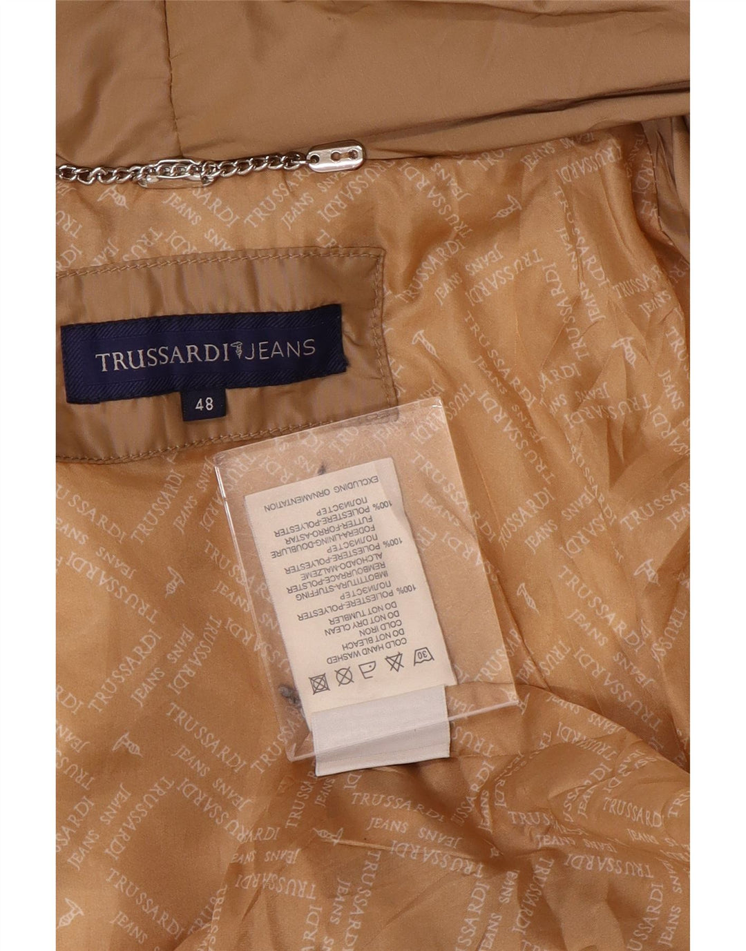 TRUSSARDI JEANS Polstret jakke til kvinder IT 48 XL Beige Polyester