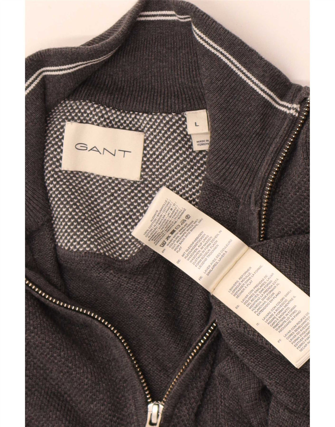 Gant Herre Zip Neck Jumper Sweater Stor Grå Bomuld
