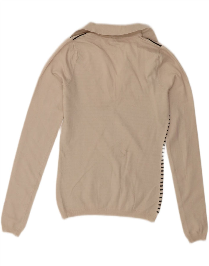 CALVIN KLEIN JEANS Dame Polo Neck Jumper Sweater UK 10 Small Off White