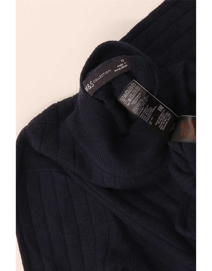 Marks & Spencer Dame Turtle Neck Jumper Sweater UK 12 Medium Navy Blue