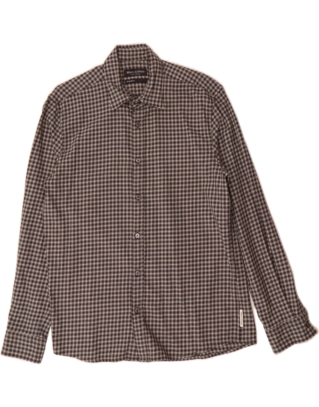 MARC O'POLO Mens Regular Fit Shirt Size 39/40 Medium Black Check Cotton Vintage Marc O'Polo and Second-Hand Marc O'Polo from Messina Hembry 