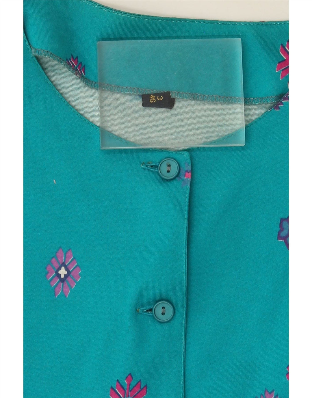 Vintage Dame A-Line Kjole IT 46 Stor Blå Geometrisk